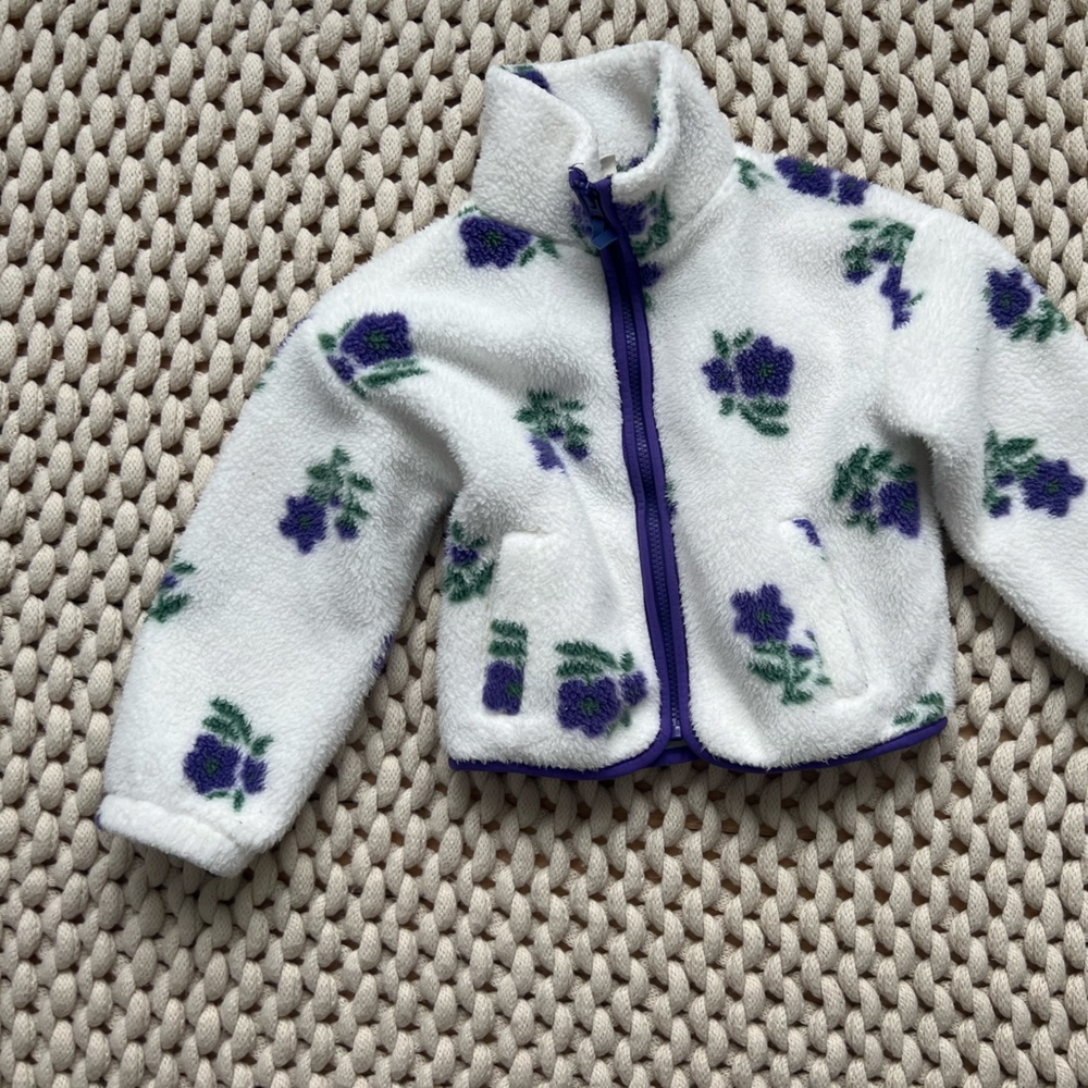 J. Crew Crewcuts Girls' floral sherpa sweatshirt size XS (4-5) - Picture 4 of 4